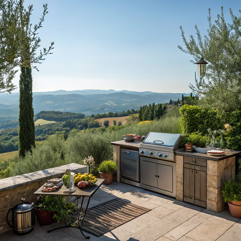 Outdoor cooking location with a scenic view